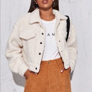 SHEIN cropped fuzzy jacket size small